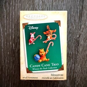 Hallmark Keepsake 2004 Disney Winnie the Pooh Candy Cane Trio Miniature Ornament